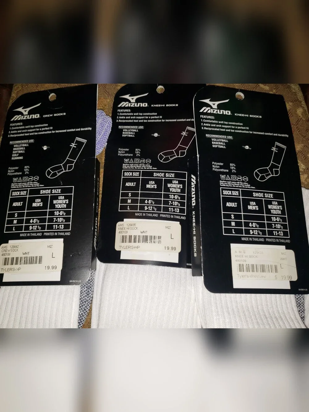 Three (3) Pairs Of New Mizuno Socks